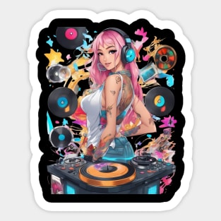 Djing TechnoRave Revolution Girl Sticker